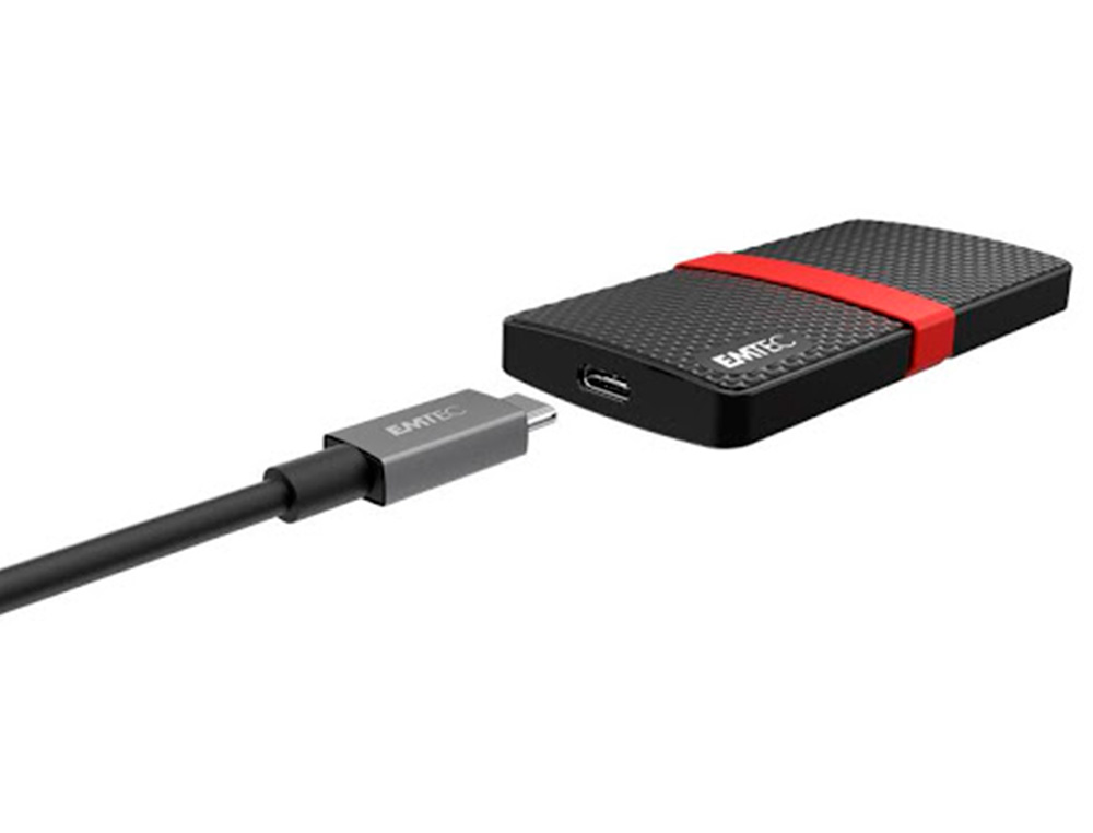DISQUE DUR SSD PORTABLE EMTEC X200 POWER PLUS USB-C 3.1 GEN1 TRANSFERT HAUTE VITESSE GRANDE CAPACITE DE STOCKAGE 512GB