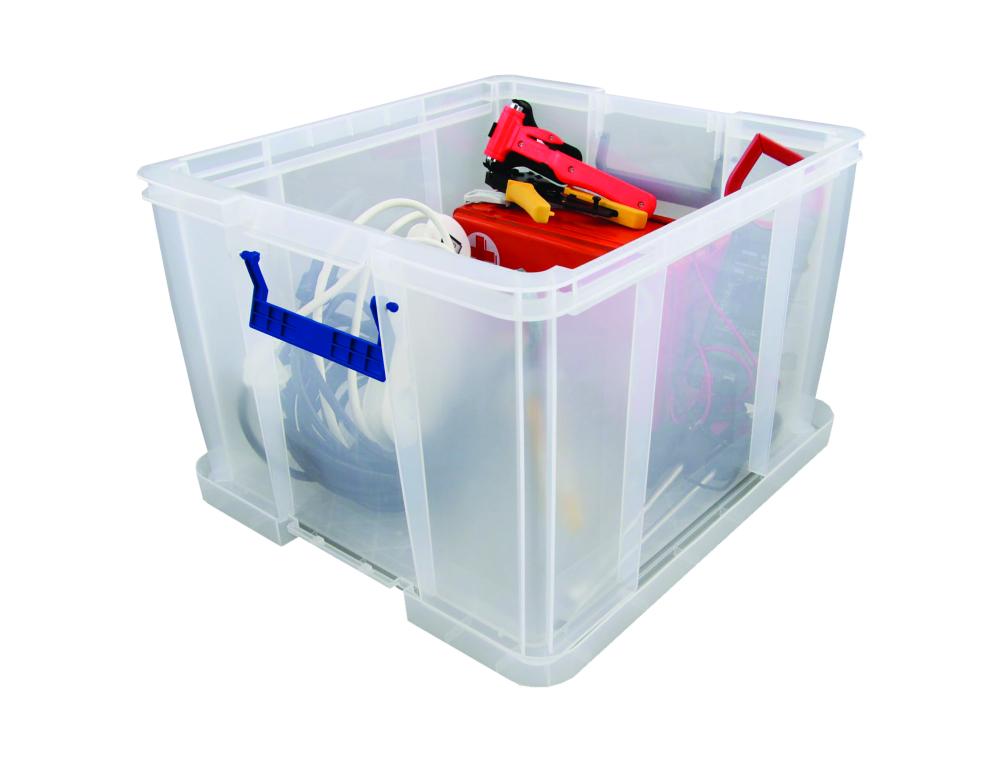 BOITE RANGEMENT FELLOWES POLYPROPYLENE RESISTANT RECYCLABLE EMPILABLE DOUBLE BASE RENFORCEE CLIP 48L