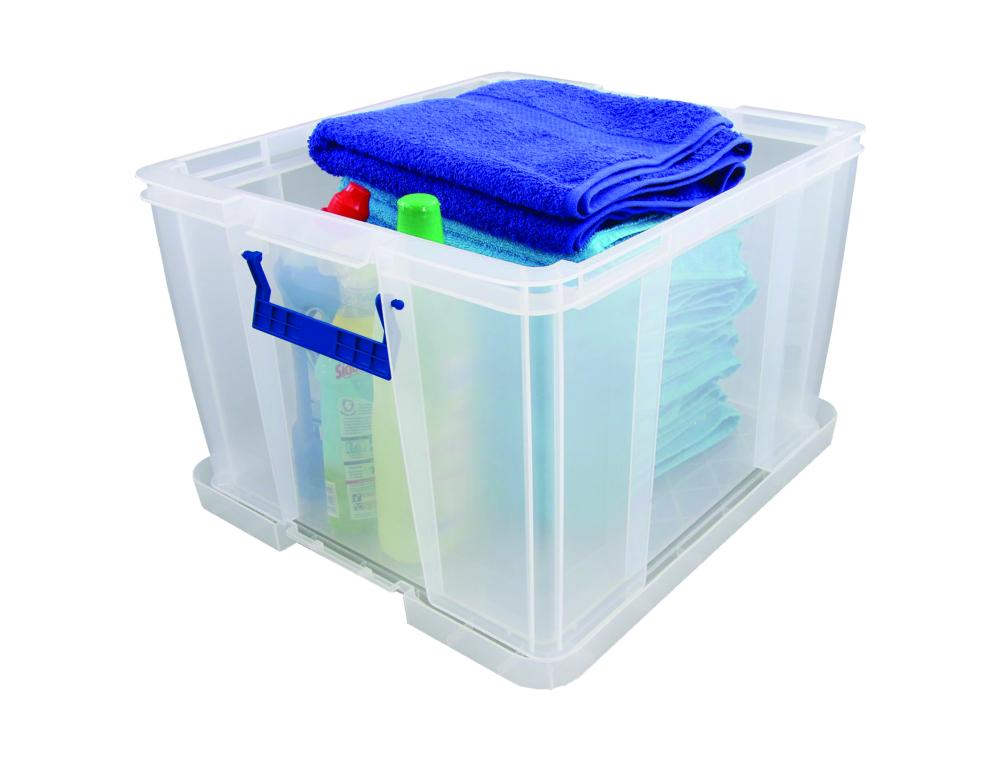 BOITE RANGEMENT FELLOWES POLYPROPYLENE RESISTANT RECYCLABLE EMPILABLE DOUBLE BASE RENFORCEE CLIP 48L