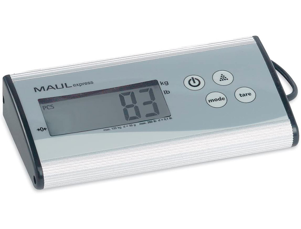 PESE-PAQUET MAUL CARGO 120KG MIN 50G 360X270X450MM GRAND PLATEAU ACIER INOXYDABLE 27X27CM FONCTION COMPTAGE FACILE