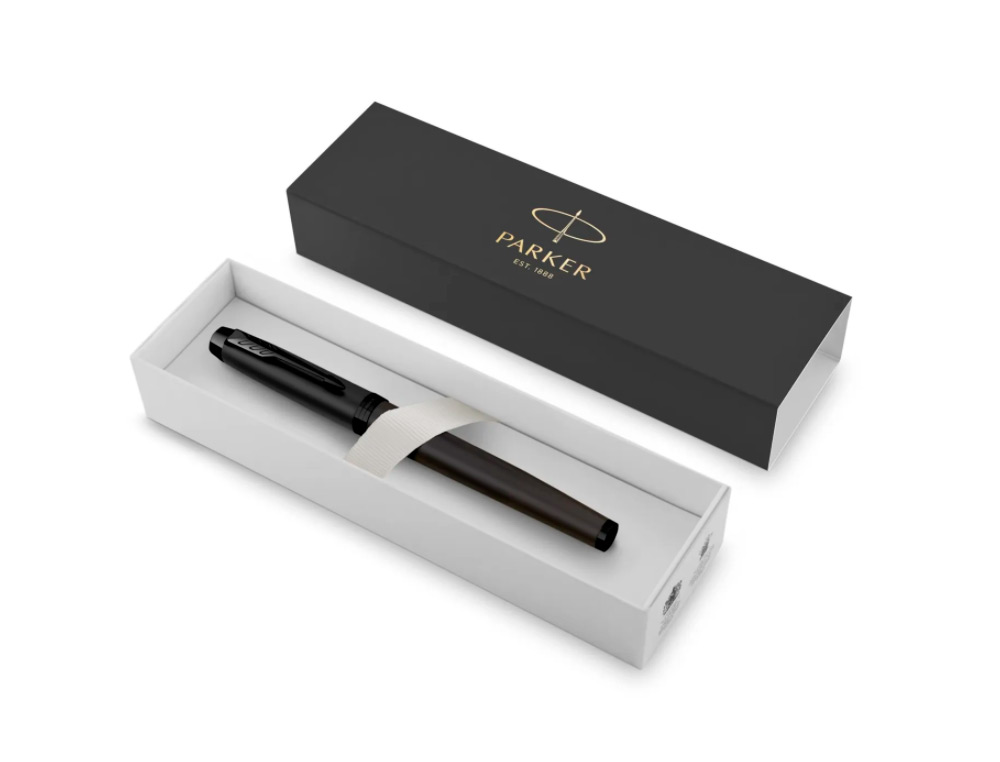 STYLO-PLUME PARKER IM SE MAT NOIR PLUME M ENCRE BLEUE COFFRET CADEAU