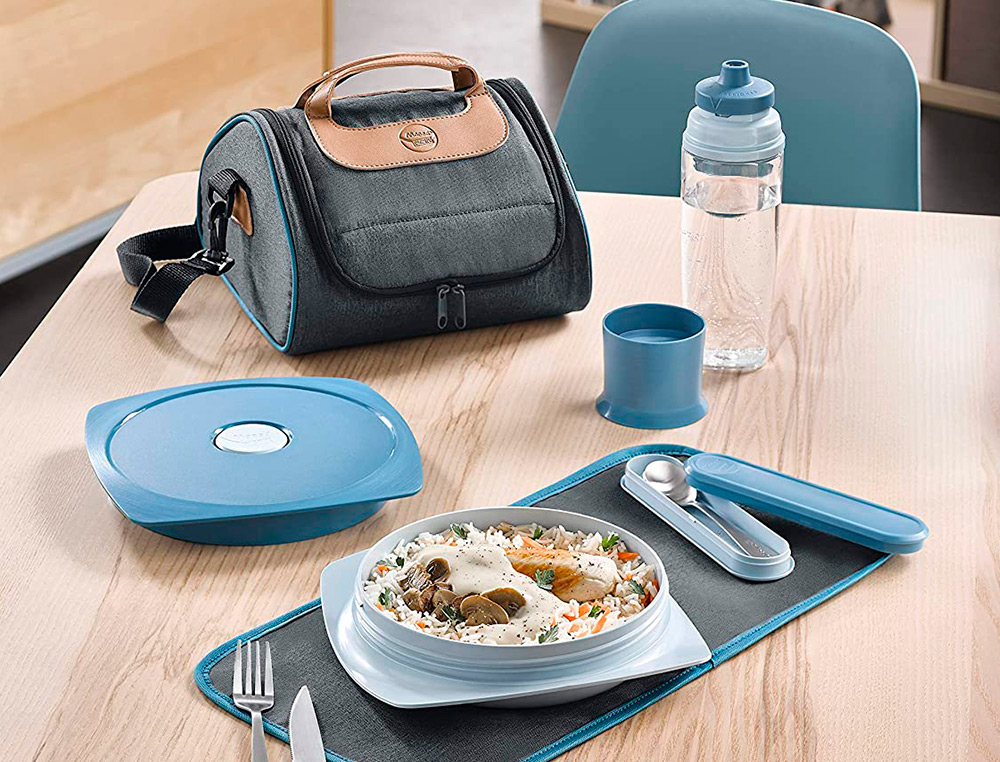 ASSIETTE A DEJEUNER EN VERRE MAPED PICNIK CONCEPT ADULTES ETANCHE RESISTANT MICRO-ONDES ET FOUR COLORIS BLEU ORAGE