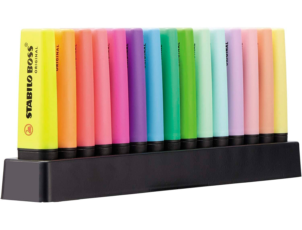SURLIGNEUR STABILO BOSS ORIGINAL EDITION COLLECTOR RECHARGEABLE POINTE BISEAUTEE TRACE 2/5MM DESKSET 15 UNITES