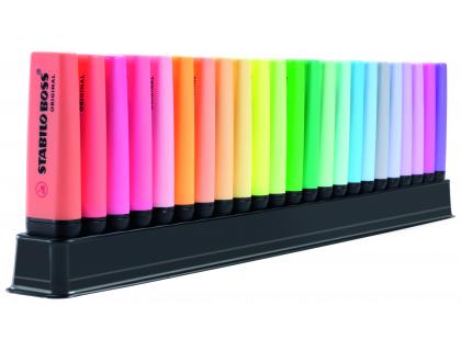 SURLIGNEUR STABILO BOSS ORIGINAL RECHARGEABLE POINTE BISEAUTEE TRACE 2/5MM DESKSET 23 UNITES ASSORTIES