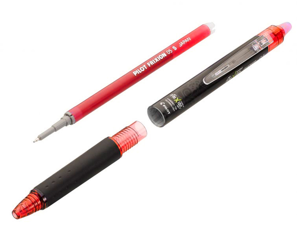 ROLLER PILOT FRIXION POINT CLICKER 05 ENCRE GEL THERMOSENSIBLE EFFACABLE RECHARGEABLE ROUGE