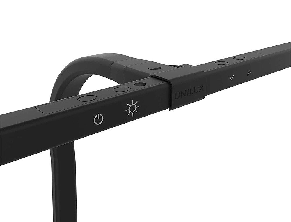 LAMPE DE BUREAU UNILUX LED STRATA ERGONOMIQUE BRAS FLEXIBLE AVEC PINCE VARIATEUR INTENSITE 680 LUMEN COLORIS