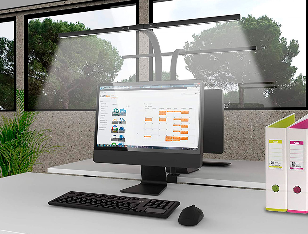 LAMPE DE BUREAU UNILUX LED STRATA ERGONOMIQUE BRAS FLEXIBLE AVEC PINCE VARIATEUR INTENSITE 680 LUMEN COLORIS