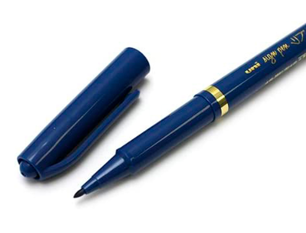 FEUTRE UNIBALL SIGN PEN ENCRE SUPER INK COUVRANTE POINTE FEUTRE NYLON OGIVE LARGEUR TRACE 1MM COLORIS BLEU