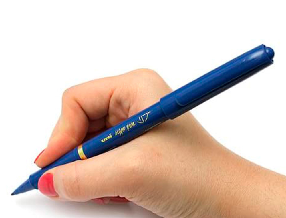 FEUTRE UNIBALL SIGN PEN ENCRE SUPER INK COUVRANTE POINTE FEUTRE NYLON OGIVE LARGEUR TRACE 1MM COLORIS BLEU