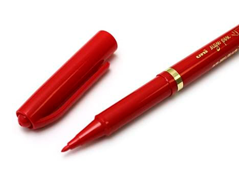 FEUTRE UNIBALL SIGN PEN ENCRE SUPER INK COUVRANTE POINTE FEUTRE NYLON OGIVE LARGEUR TRACE 1MM COLORIS ROUGE