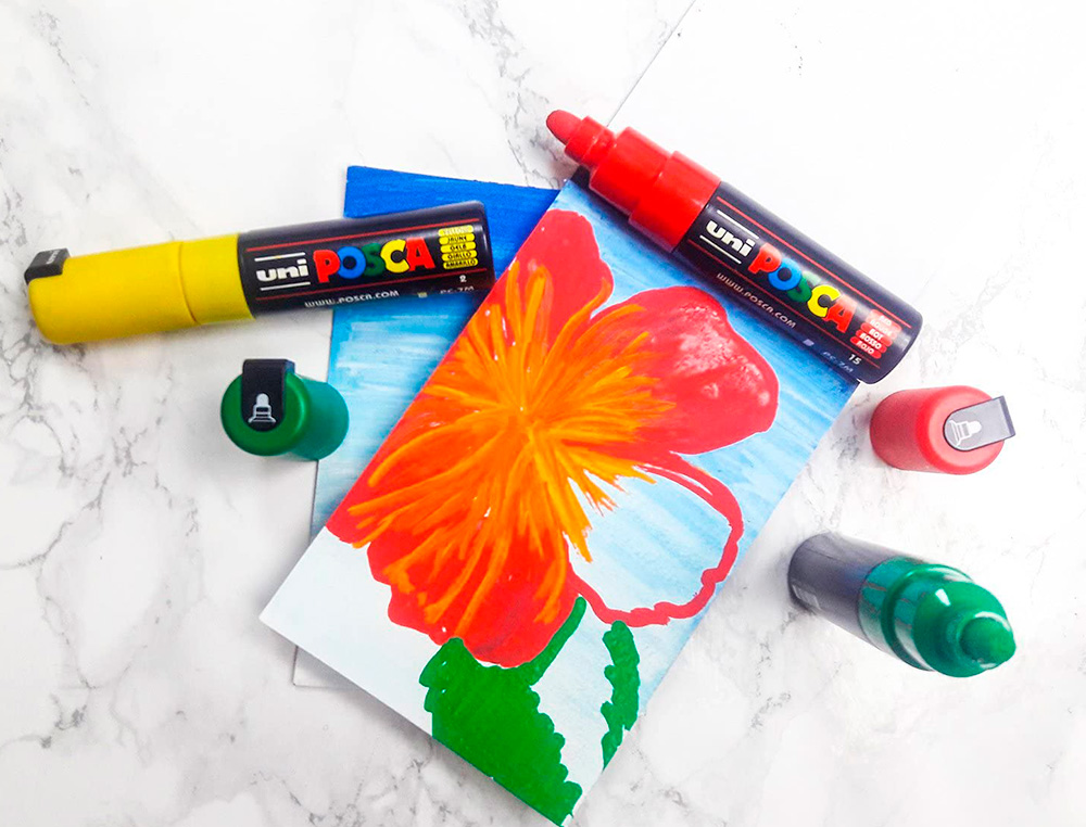 MARQUEUR PEINTURE POSCA PC7M POINTE LARGE CONIQUE ENCRE INODORE COUVRANTE MISCIBLE TOUS SUPPORTS COLORIS BLANC