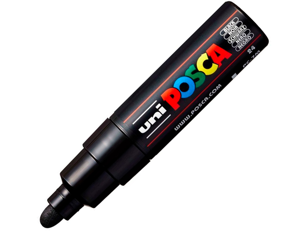 MARQUEUR PEINTURE POSCA PC7M POINTE LARGE CONIQUE ENCRE INODORE COUVRANTE MISCIBLE TOUS SUPPORTS COLORIS NOIR