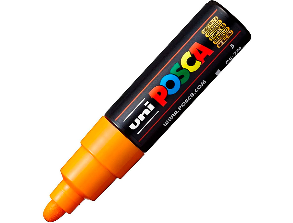 MARQUEUR PEINTURE POSCA PC7M POINTE LARGE CONIQUE ENCRE INODORE COUVRANTE MISCIBLE TOUS SUPPORTS COLORIS ORANGE