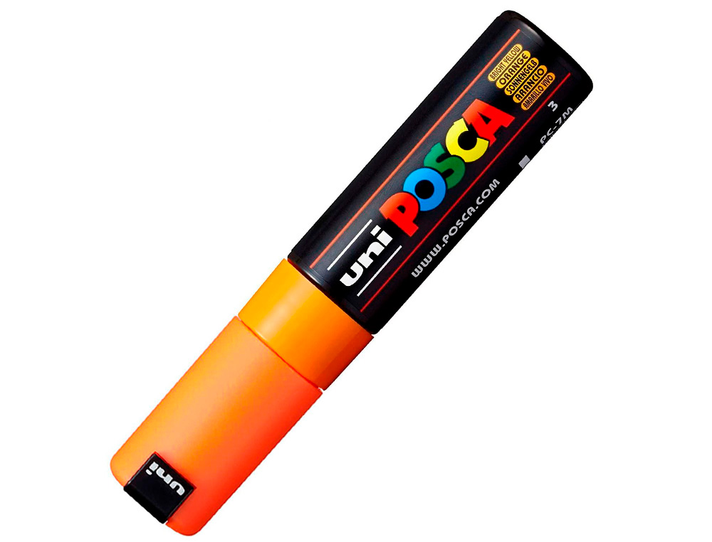 MARQUEUR PEINTURE POSCA PC7M POINTE LARGE CONIQUE ENCRE INODORE COUVRANTE MISCIBLE TOUS SUPPORTS COLORIS ORANGE