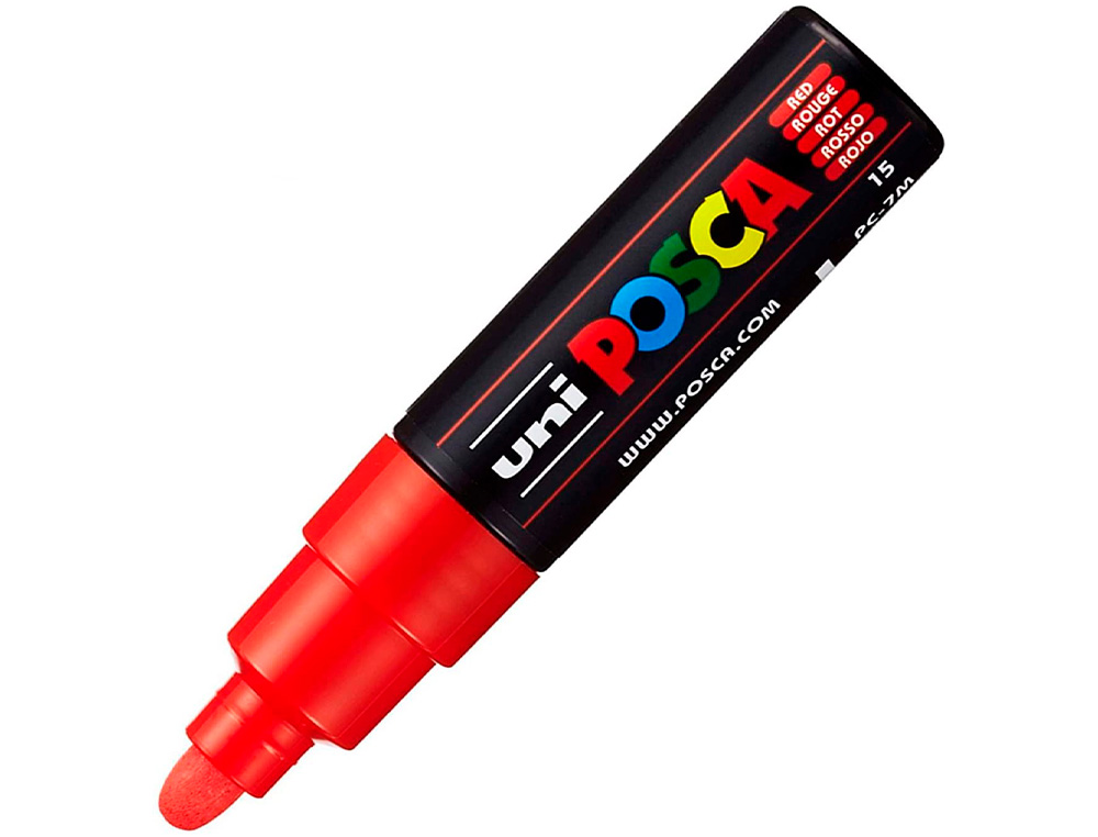 MARQUEUR PEINTURE POSCA PC7M POINTE LARGE CONIQUE ENCRE    INODORE COUVRANTE MISCIBLE    TOUS SUPPORTS COLORIS ROUGE