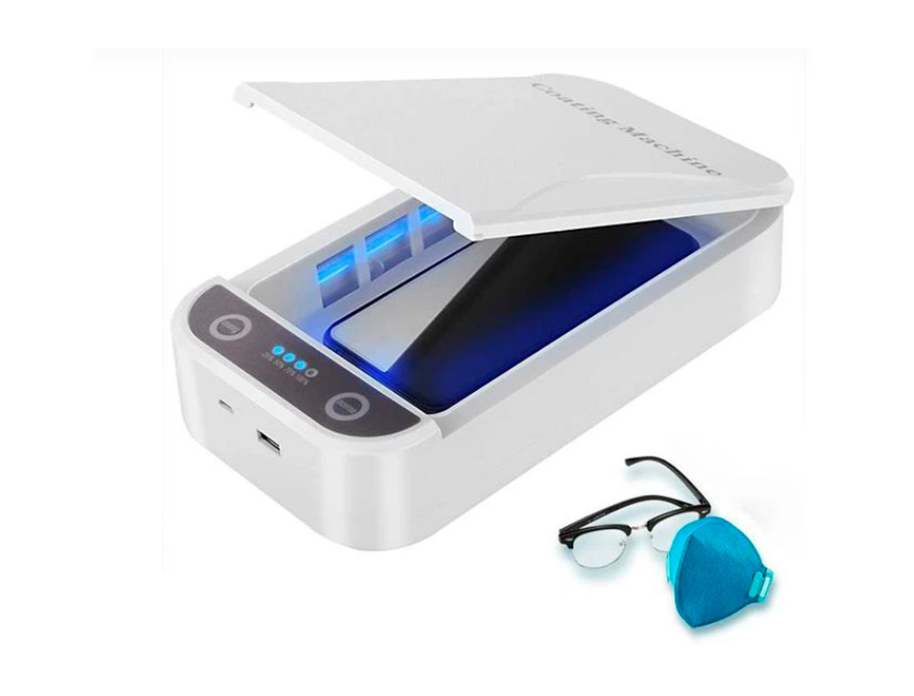 BOITIER DE STERILISATION UVC INNOVA DETRUIT MICRO-ORGANISMES ET BACTERIES POUR PORTABLES CLES LUNETTES
