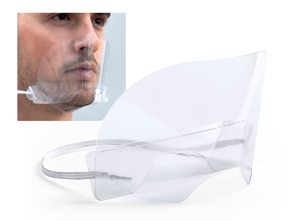 ECRAN DE PROTECTION BUCCO-NASAL AVEC MENTONNIERE MATERIEL PET 17X8,5 CM