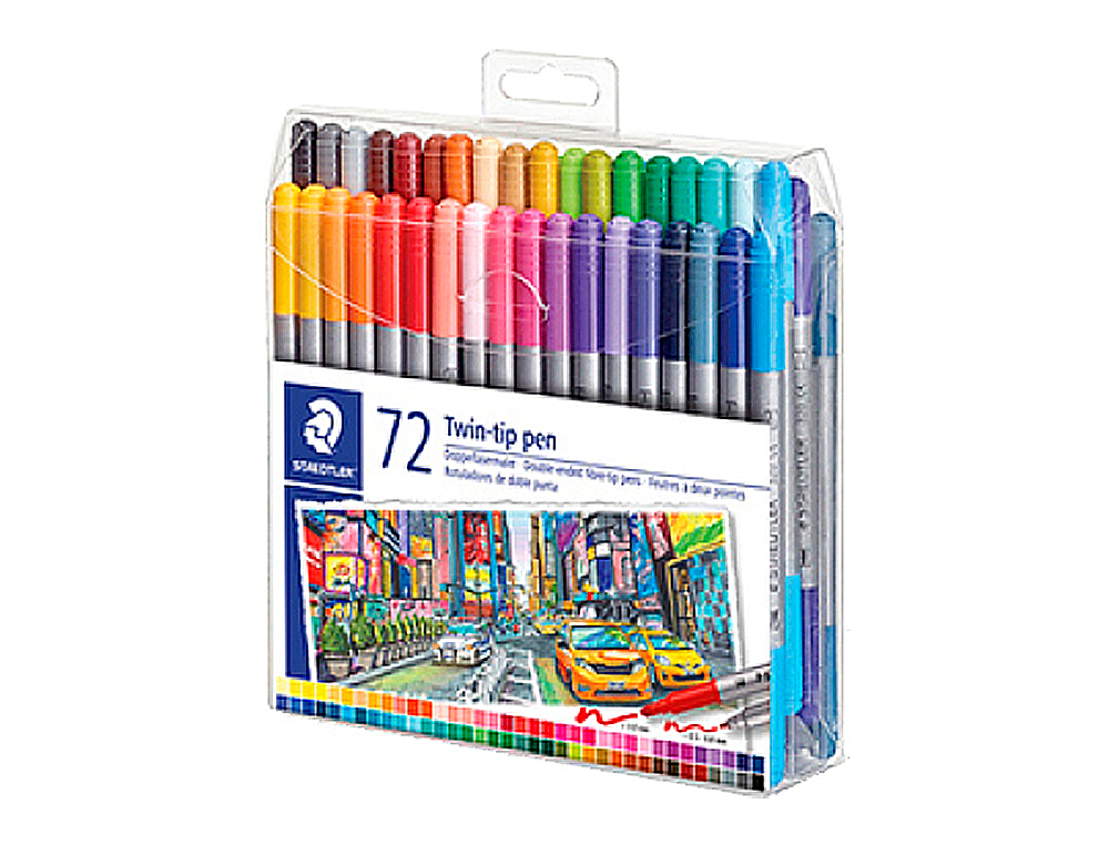 ETUI DE 72 FEUTRES DE COLORIAGE STAEDTLER 3200      DESIGN JOURNEY DOUBLE POINTE  3,0MM/0,5-0,8MM ASSORTIS
