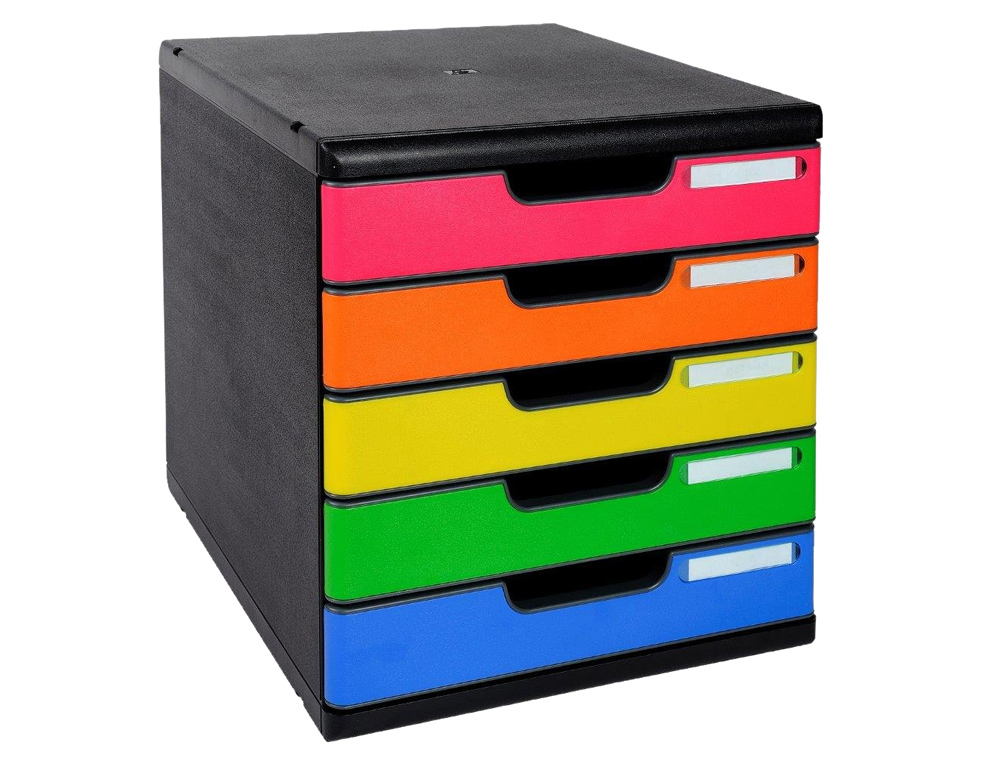 MODULE CLASSEMENT EXACOMPTA MODULO IDERAMA 5 TIROIRS A4+ 350X288X320MM COLORIS NOIR/ARLEQUIN GLOSSY