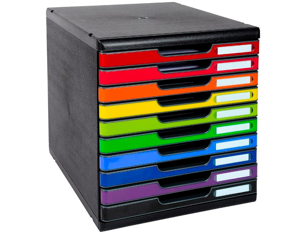 MODULE CLASSEMENT EXACOMPTA MODULO IDERAMA 10 TIROIRS A4+ 350X288X320MM COLORIS         NOIR/ARLEQUIN GLOSSY