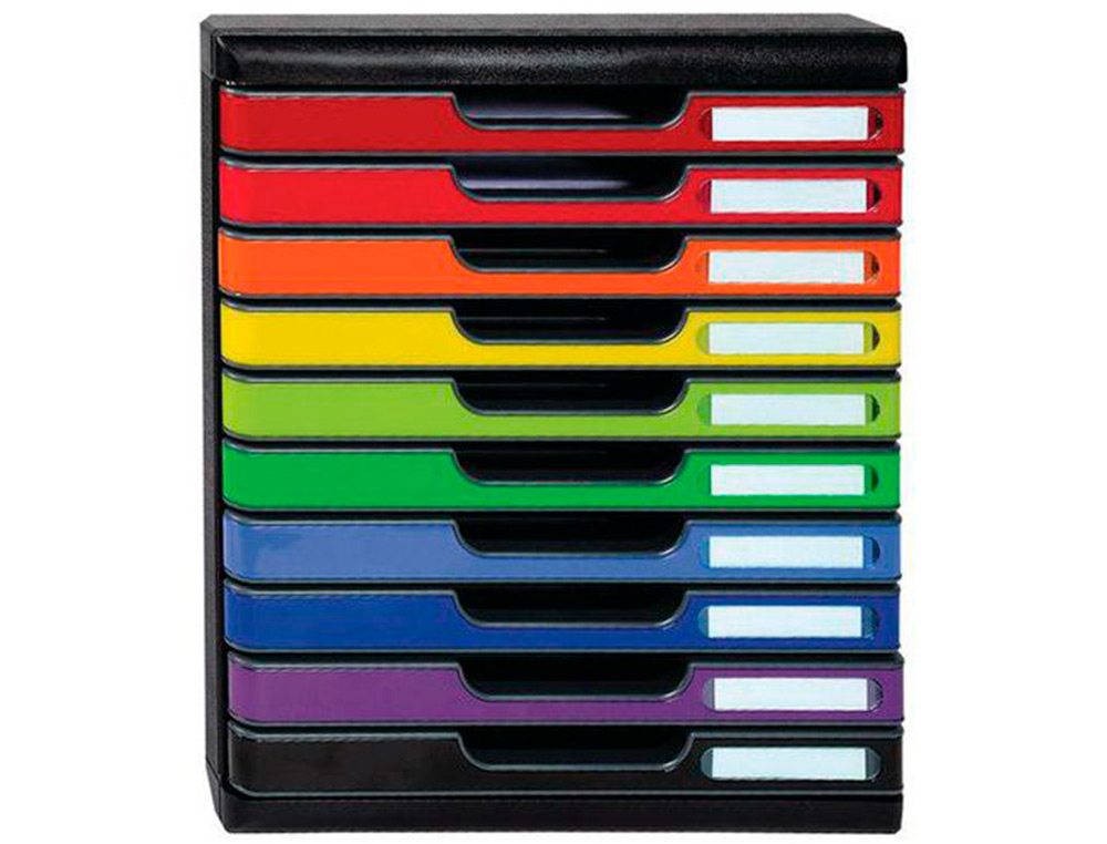 MODULE CLASSEMENT EXACOMPTA MODULO IDERAMA 10 TIROIRS A4+ 350X288X320MM COLORIS         NOIR/ARLEQUIN GLOSSY