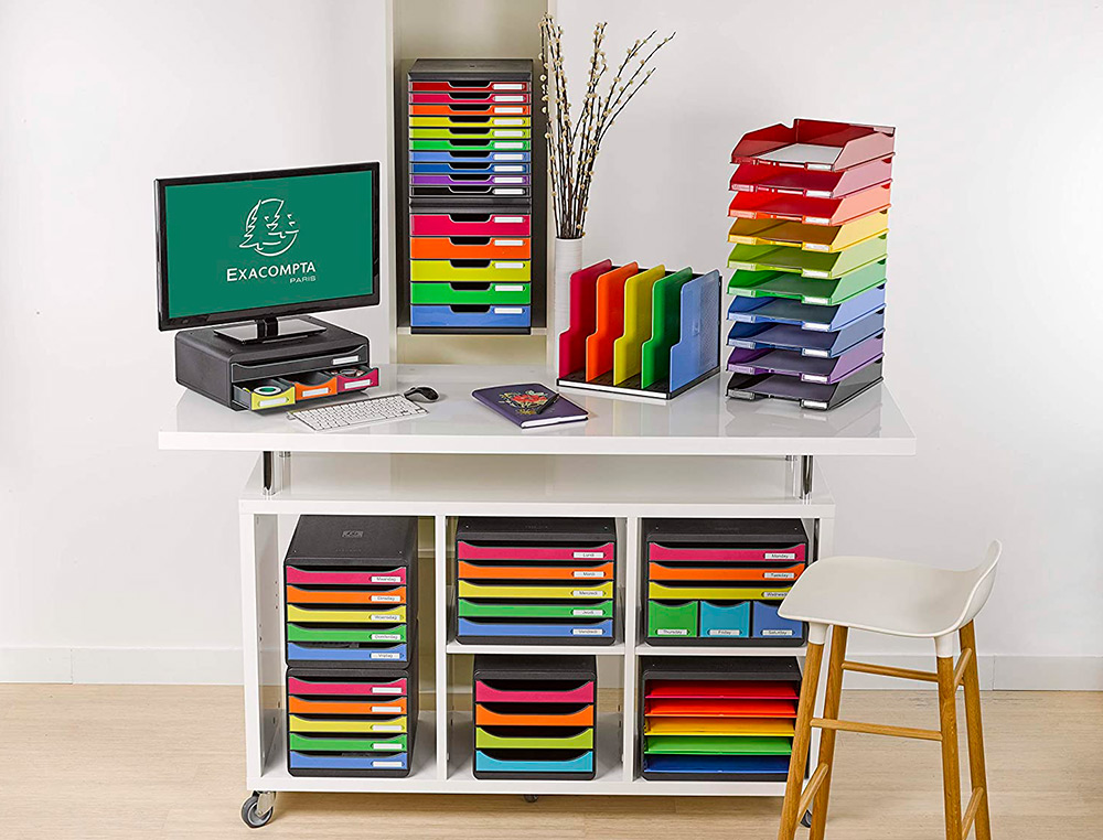MODULE CLASSEMENT EXACOMPTA MODULO IDERAMA 10 TIROIRS A4+ 350X288X320MM COLORIS         NOIR/ARLEQUIN GLOSSY