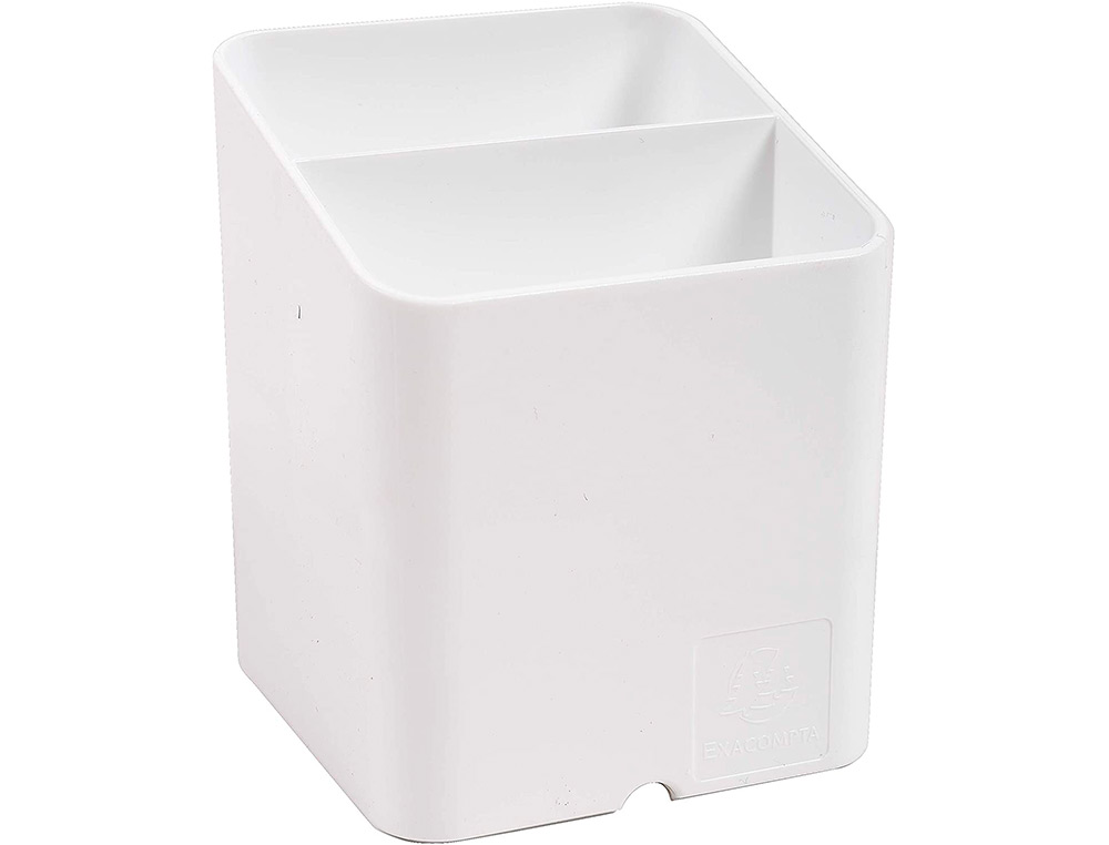 POT A CRAYONS EXACOMPTA PEN-CUBE 2 COMPARTIMENTS PASSE-CABLE 74X74X93MM COLORIS BLANC