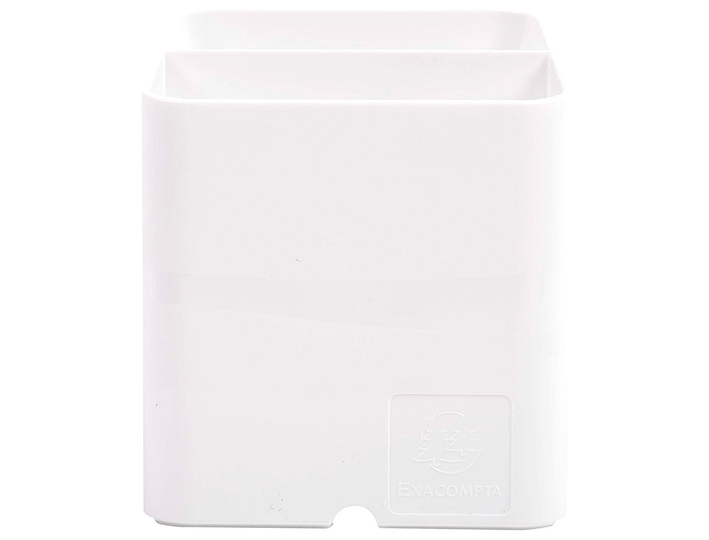 POT A CRAYONS EXACOMPTA PEN-CUBE 2 COMPARTIMENTS PASSE-CABLE 74X74X93MM COLORIS BLANC