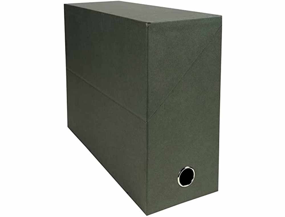 BOITE TRANSFERT EXACOMPTA NATURAL CARTON TOILE 14/10E   25X33CM DOS 120MM OEILLET     PREHENSION VERT