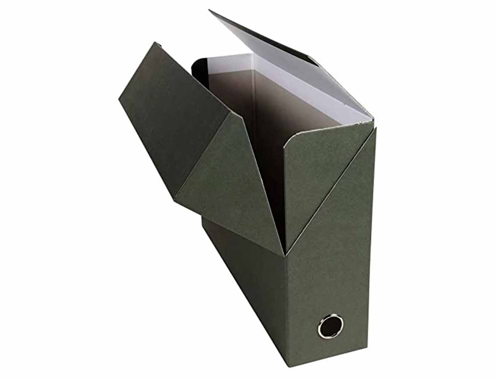 BOITE TRANSFERT EXACOMPTA NATURAL CARTON TOILE 14/10E   25X33CM DOS 120MM OEILLET     PREHENSION VERT