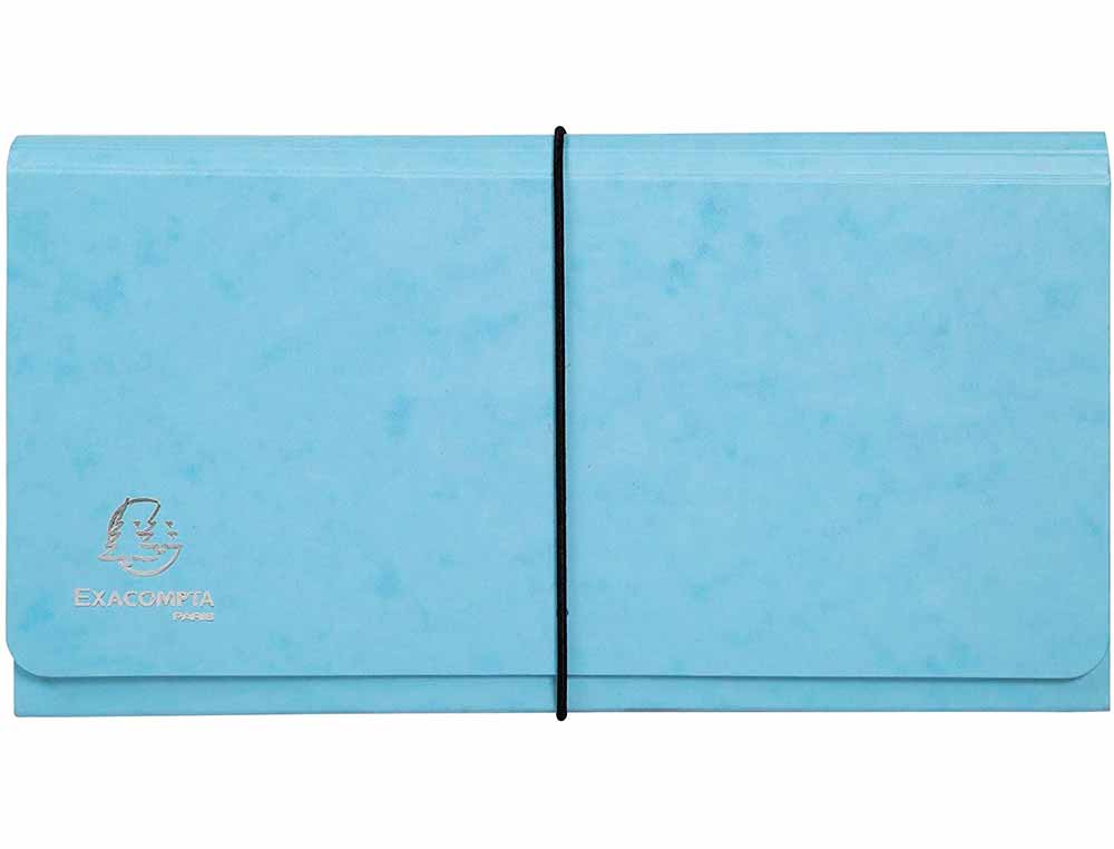 TRIEUR EXACOMPTA POCKET 6 COMPARTIMENTS CARTE LUSTREE 26X13CM COLORIS AQUAREL ASSORTIS BLEU CORAIL MAUVE