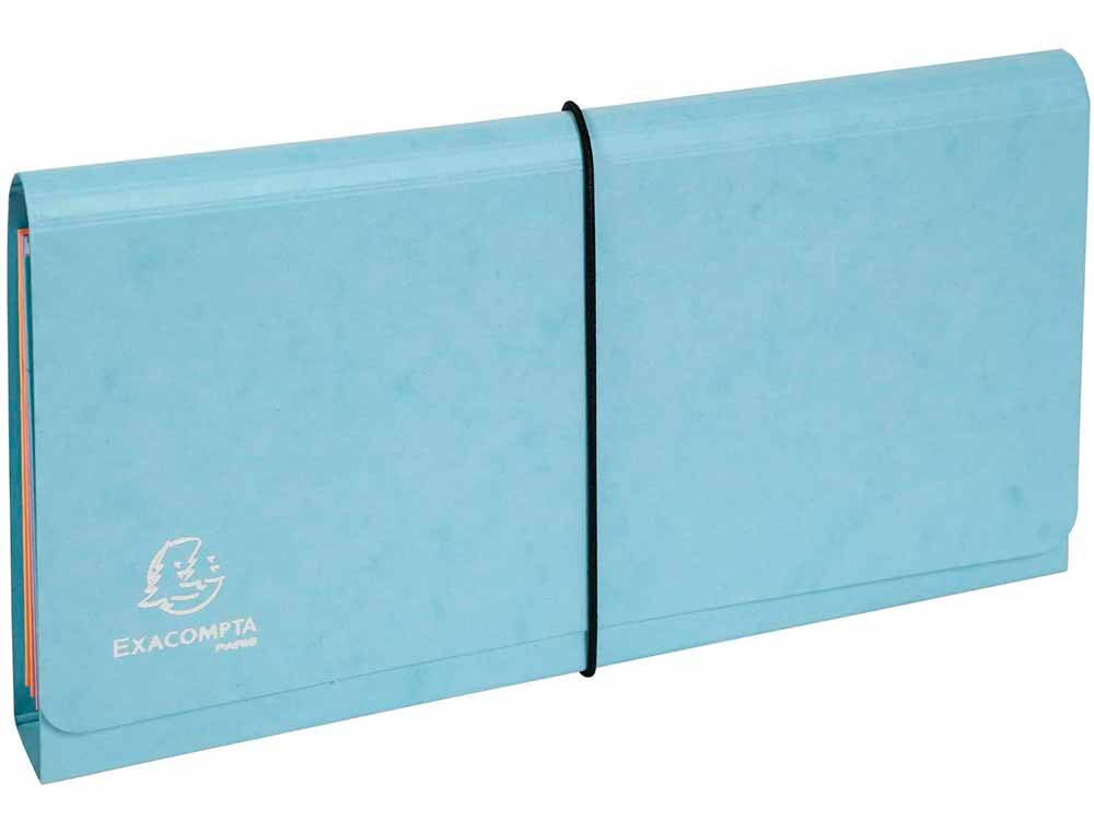 TRIEUR EXACOMPTA POCKET 6 COMPARTIMENTS CARTE LUSTREE 26X13CM COLORIS AQUAREL ASSORTIS BLEU CORAIL MAUVE