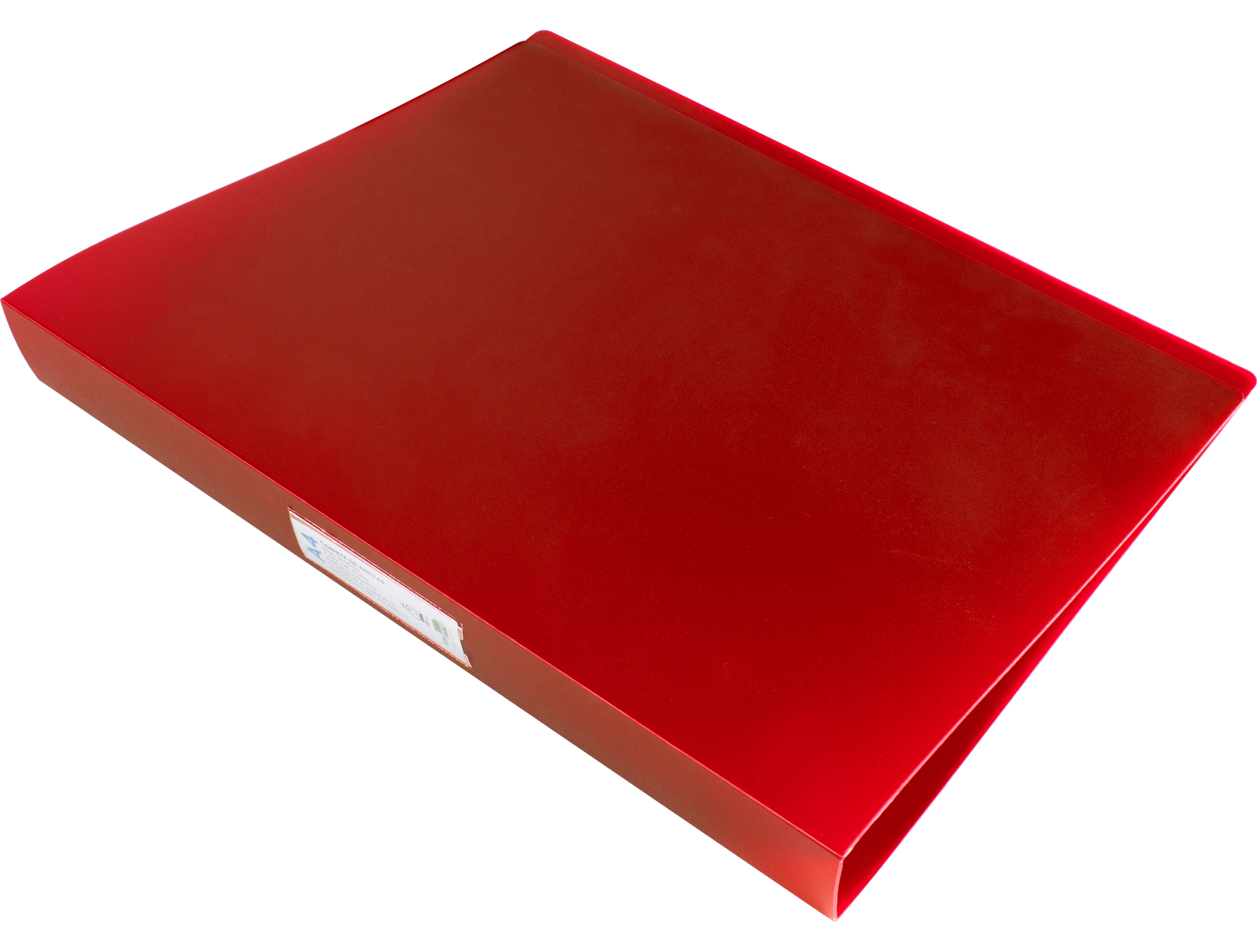 CLASSEUR LIDERPAPEL 4 ANNEAUX 40MM A4 POLYPROPYLENE DOS 55MM PORTE-CARTES DE VISITE COLORIS ROUGE TRANSLUCIDE