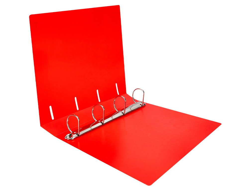 CLASSEUR LIDERPAPEL 4 ANNEAUX 40MM A4 POLYPROPYLENE DOS 55MM PORTE-CARTES DE VISITE COLORIS ROUGE TRANSLUCIDE