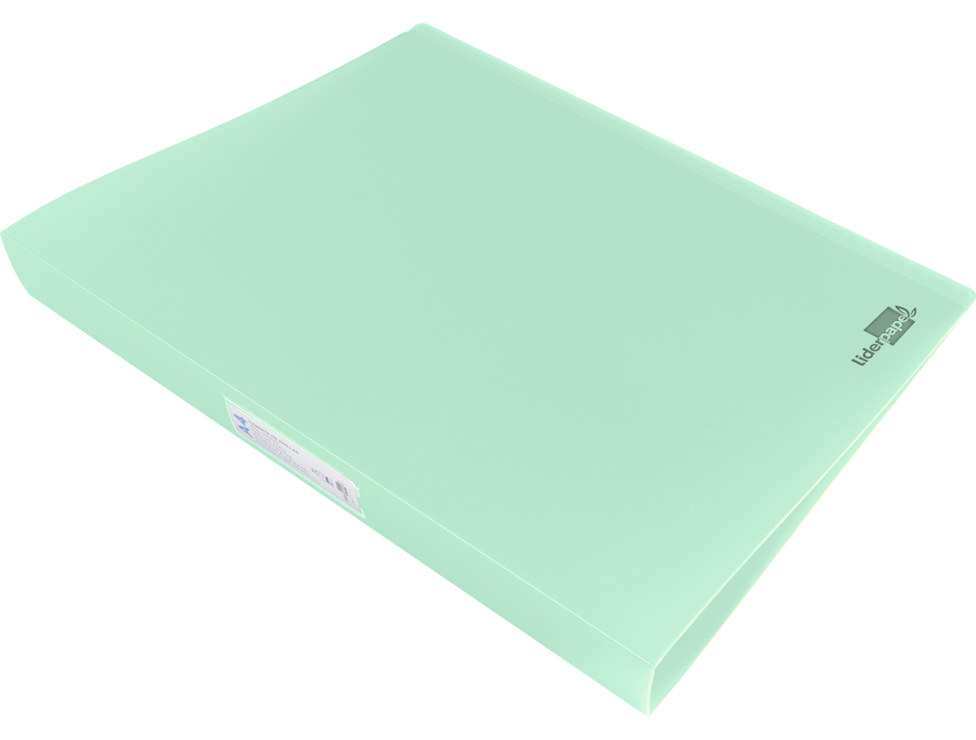CLASSEUR LIDERPAPEL 4 ANNEAUX 40MM A4 POLYPROPYLENE DOS 55MM PORTE-CARTES DE VISITE COLORIS VERT POMME