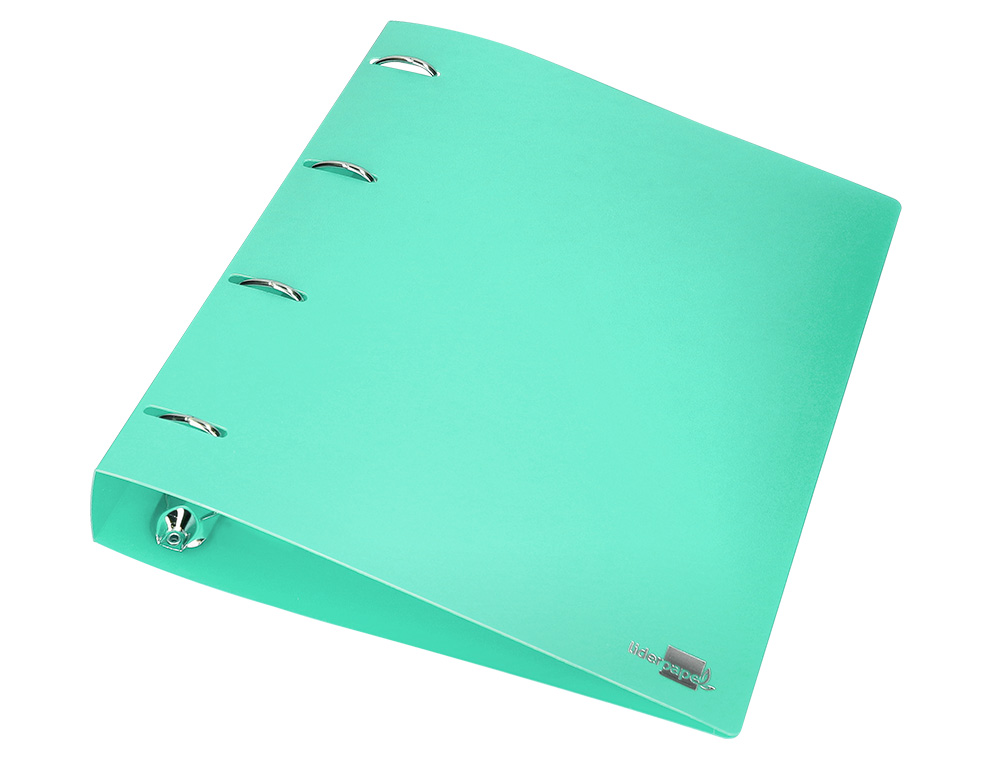 CLASSEUR LIDERPAPEL 4 ANNEAUX 40MM A4 POLYPROPYLENE DOS 55MM PORTE-CARTES DE VISITE COLORIS VERT POMME