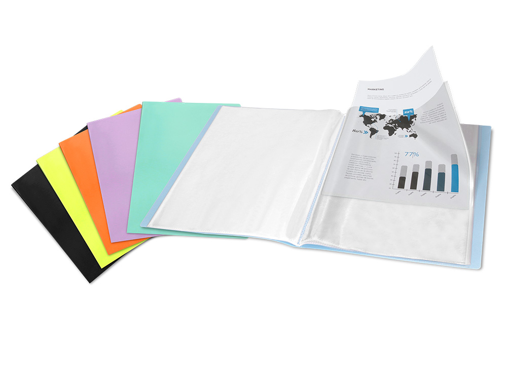 PROTEGE-DOCUMENTS LIDERPAPEL POLYPROPYLENE COUVERTURE      FLEXIBLE 60 POCHETTES FIXES   A4 220X297MM BLEU CIEL OPAQUE