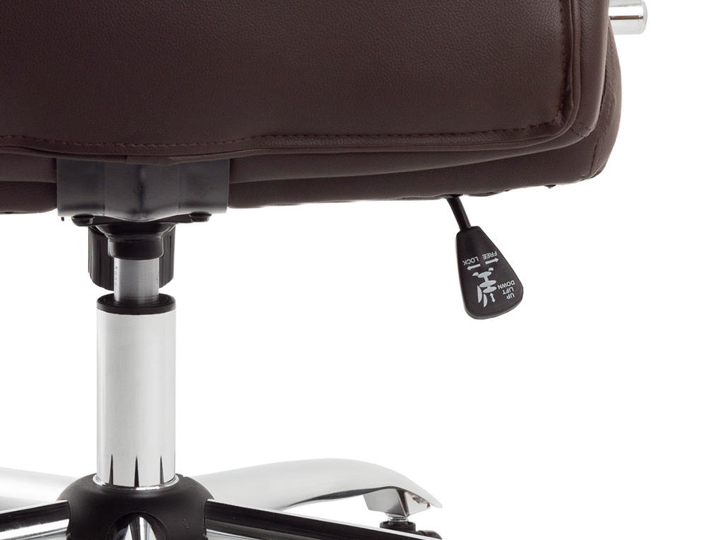 FAUTEUIL DE DIRECTION Q-CONNECT VERONA SIMILI CUIR BASE ACIER CHROME HAUTEUR MAX 1210MM LARGEUR 650MM PROF 730MM MARRON