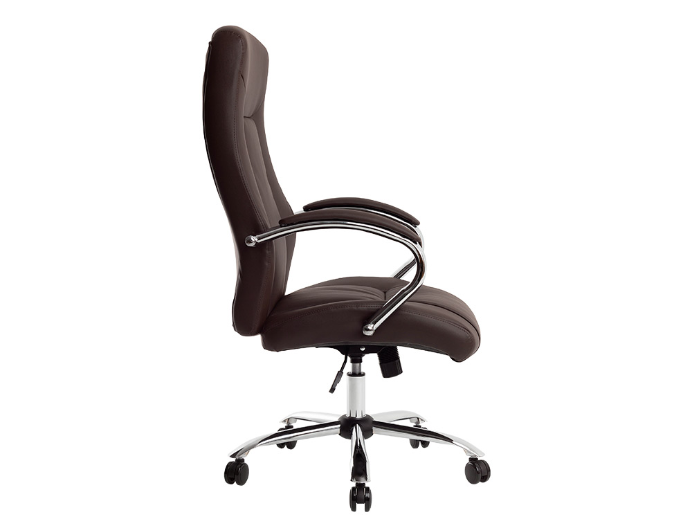FAUTEUIL DE DIRECTION Q-CONNECT VERONA SIMILI CUIR BASE ACIER CHROME HAUTEUR MAX 1210MM LARGEUR 650MM PROF 730MM MARRON