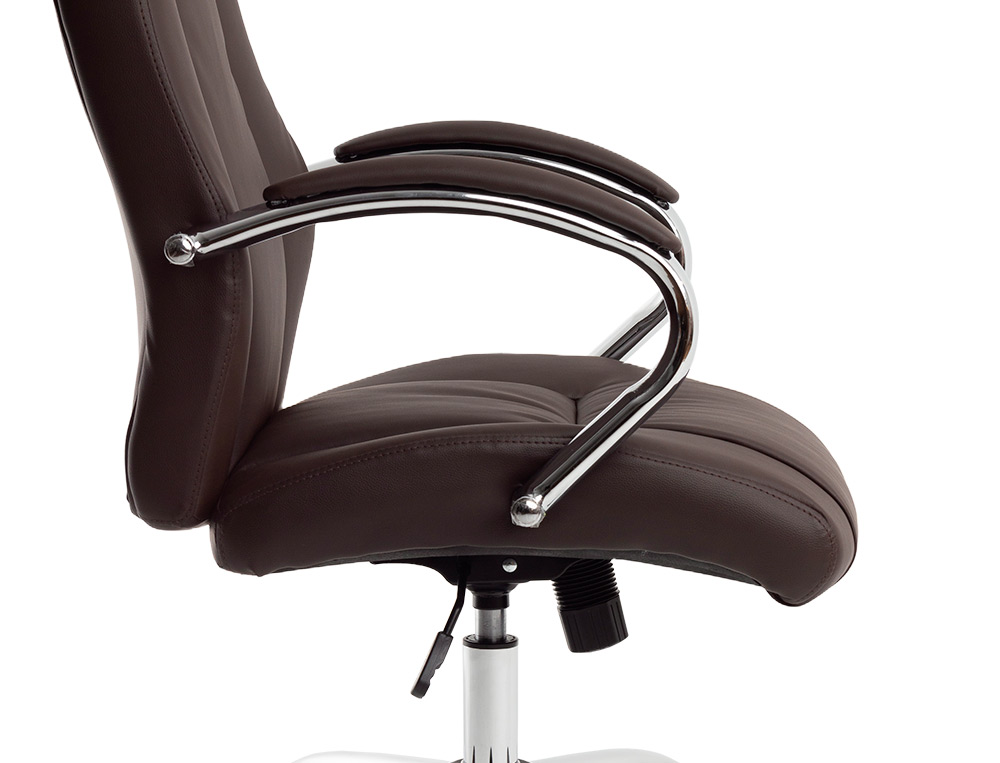 FAUTEUIL DE DIRECTION Q-CONNECT VERONA SIMILI CUIR BASE ACIER CHROME HAUTEUR MAX 1210MM LARGEUR 650MM PROF 730MM MARRON