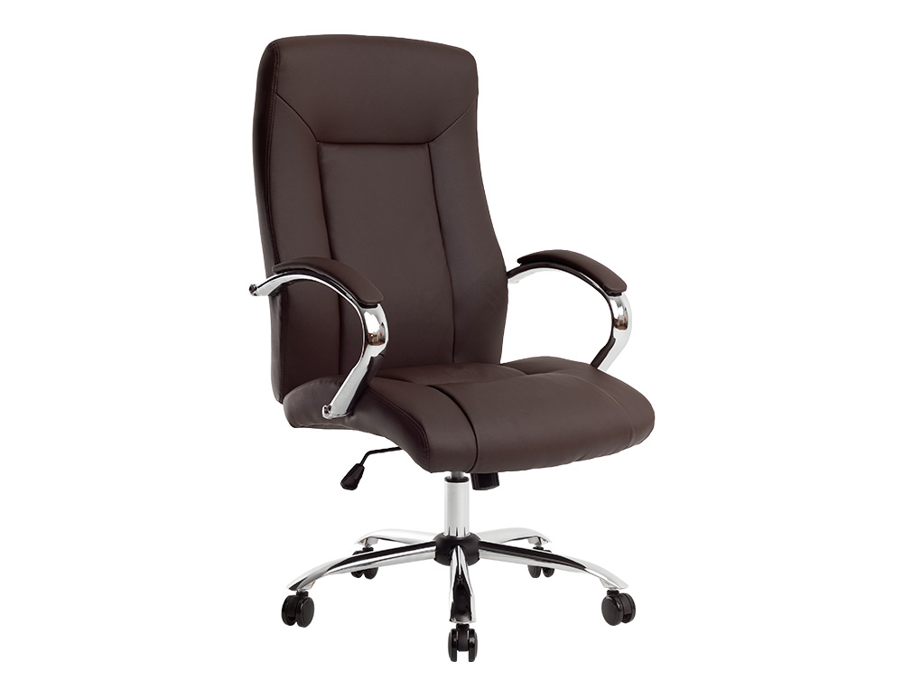 FAUTEUIL DE DIRECTION Q-CONNECT VERONA SIMILI CUIR BASE ACIER CHROME HAUTEUR MAX 1210MM LARGEUR 650MM PROF 730MM MARRON