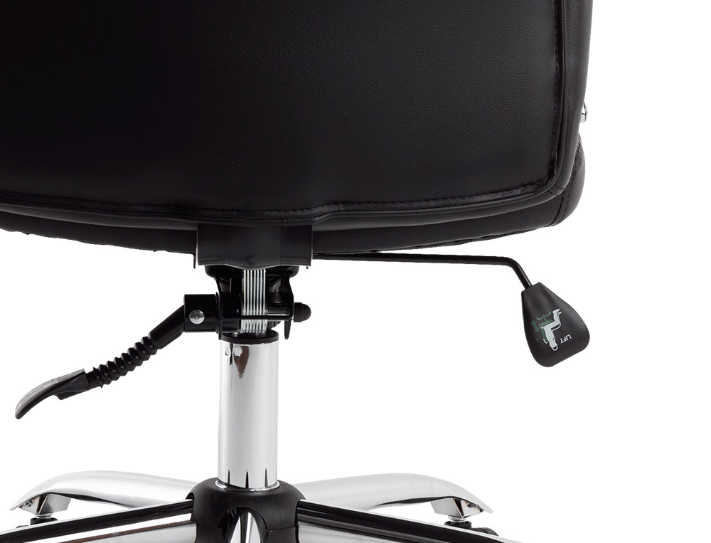 FAUTEUIL DE DIRECTION Q-CONNECT PIAVE SIMILI CUIR BASE ACIER CHROME HAUTEUR MAX 1250MM LARGEUR 610MM PROF 700MM NOIR