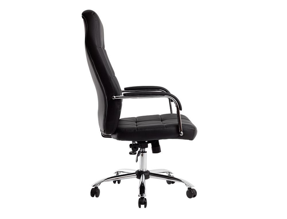 FAUTEUIL DE DIRECTION Q-CONNECT PIAVE SIMILI CUIR BASE ACIER CHROME HAUTEUR MAX 1250MM LARGEUR 610MM PROF 700MM NOIR