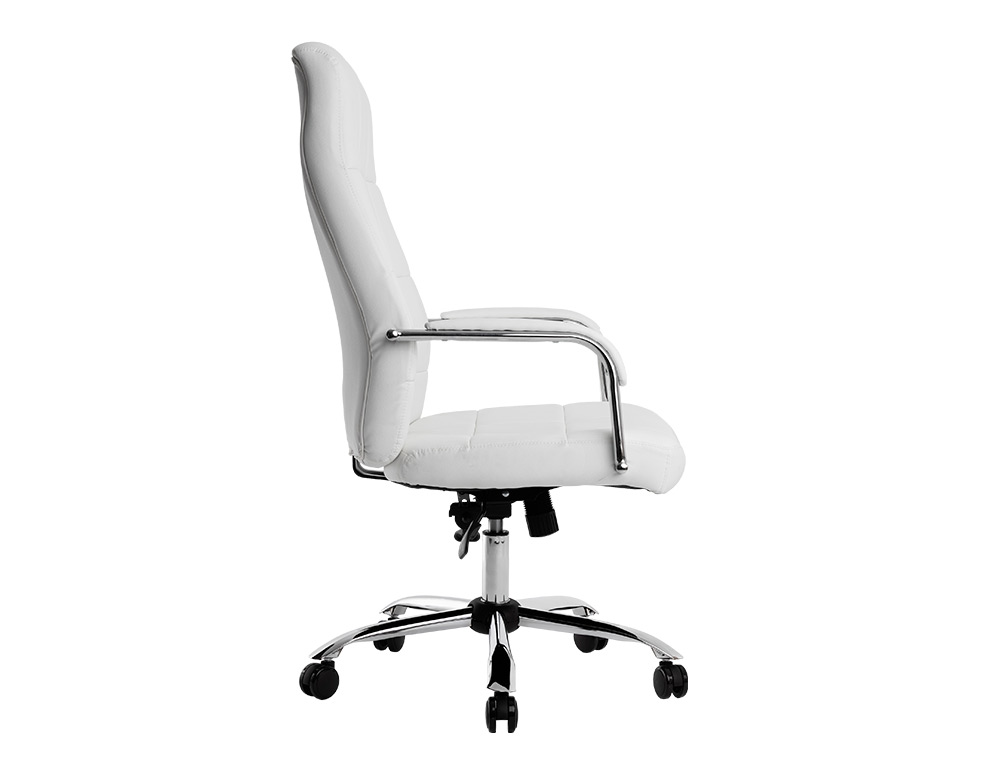 FAUTEUIL DE DIRECTION Q-CONNECT PIAVE SIMILI CUIR BASE ACIER CHROME HAUTEUR MAX 1250MM LARGEUR 610MM PROF 700MM BLANC