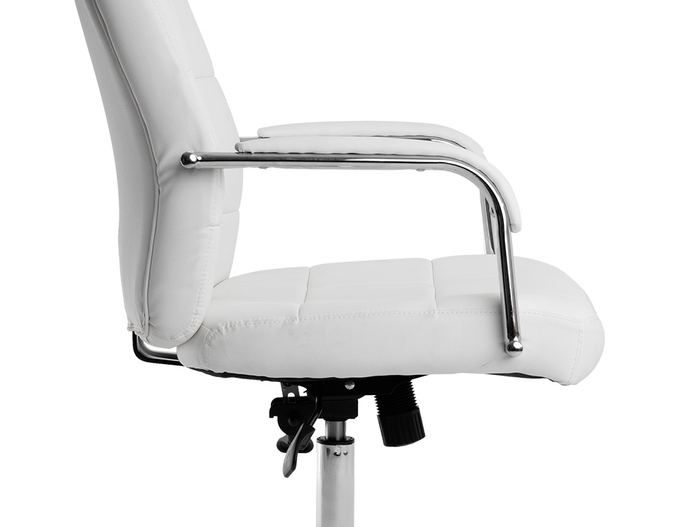 FAUTEUIL DE DIRECTION Q-CONNECT PIAVE SIMILI CUIR BASE ACIER CHROME HAUTEUR MAX 1250MM LARGEUR 610MM PROF 700MM BLANC