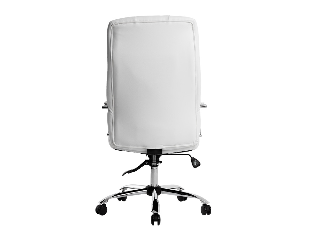 FAUTEUIL DE DIRECTION Q-CONNECT PIAVE SIMILI CUIR BASE ACIER CHROME HAUTEUR MAX 1250MM LARGEUR 610MM PROF 700MM BLANC