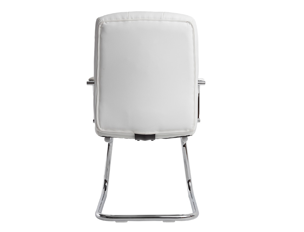 SIEGE VISITEUR Q-CONNECT PIAVE SIMILI CUIR PIEDS METAL CHROME HAUTEUR 1050MM LARGEUR 610MM PROF 680MM COLORIS BLANC