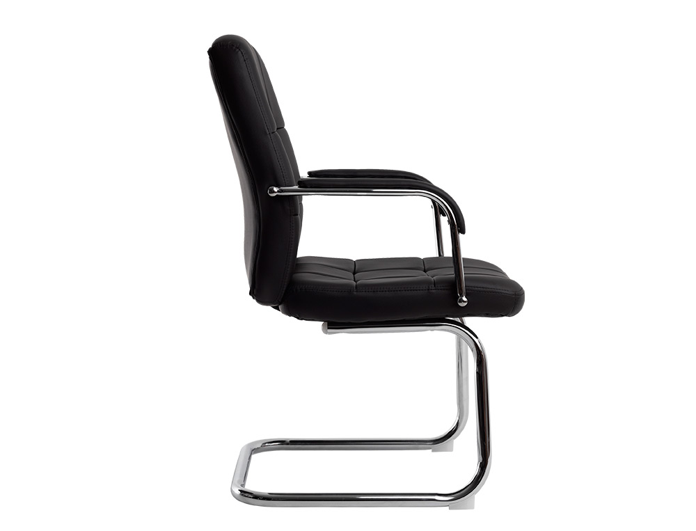SIEGE VISITEUR Q-CONNECT PIAVE SIMILI CUIR PIEDS METAL CHROME HAUTEUR 1050MM LARGEUR 610MM PROF 680MM COLORIS BLANC