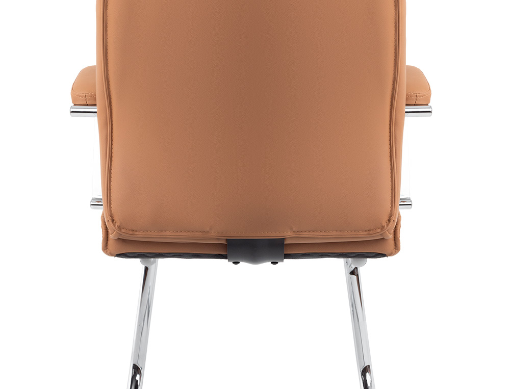 SIEGE VISITEUR Q-CONNECT MODENA SIMILI CUIR PIEDS METAL CHROME HAUTEUR 1050MM LARGEUR 630MM PROF 650MM COLORIS CREME