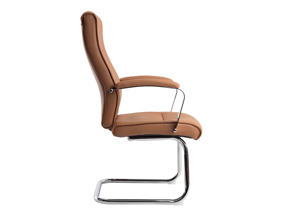 SIEGE VISITEUR Q-CONNECT MODENA SIMILI CUIR PIEDS METAL CHROME HAUTEUR 1050MM LARGEUR 630MM PROF 650MM COLORIS CREME